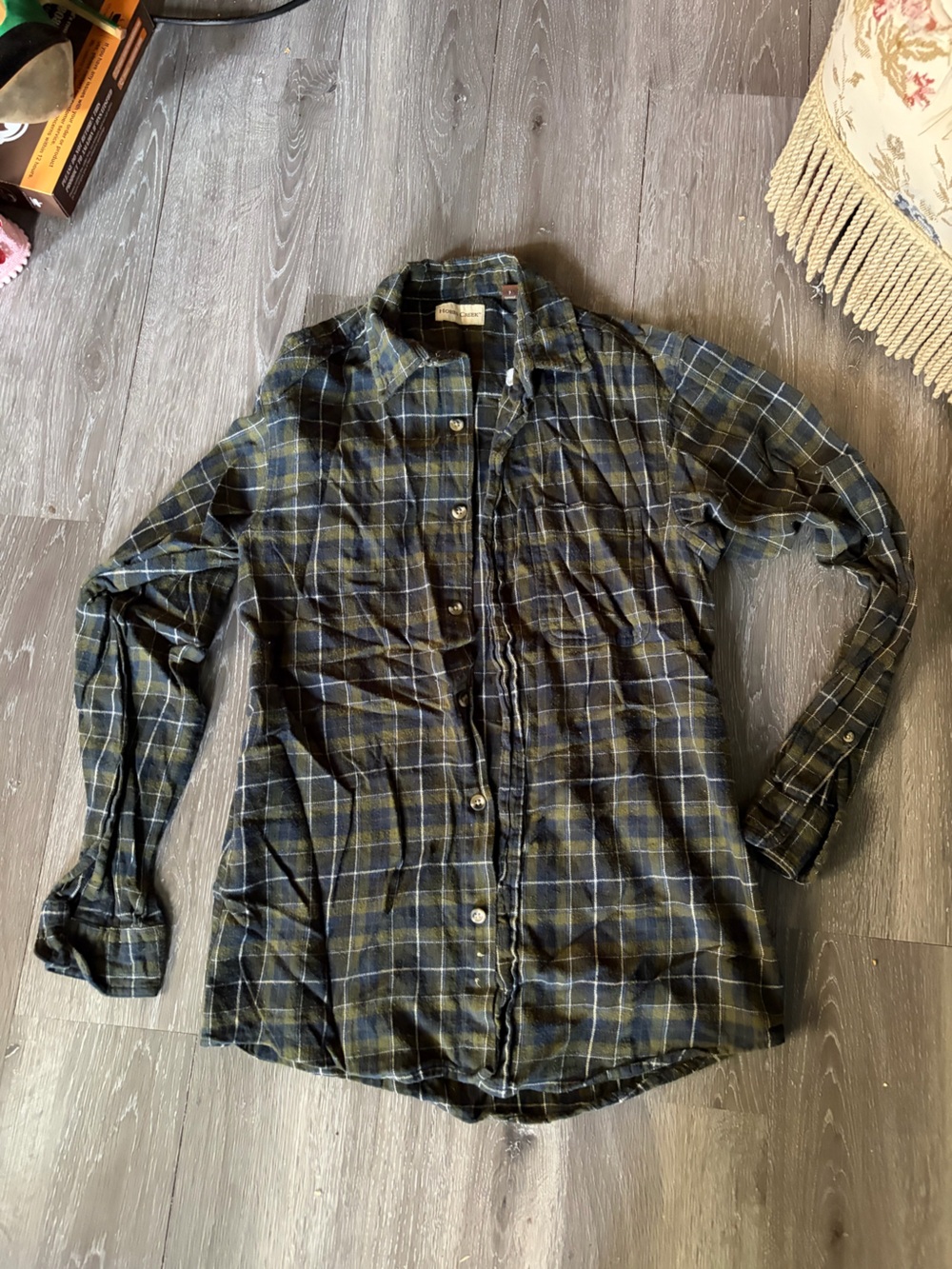 Casual Men's Green & Black Plaid Button-Down Shirt
